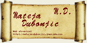 Mateja Dubonjić vizit kartica